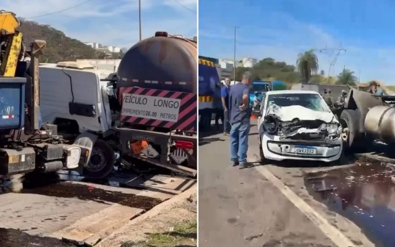 Engavetamento envolvendo cerca de oito veículos provoca congestionamento e mobiliza equipes de resgate na BR-381